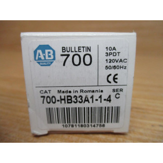 Allen Bradley 700-HB33A1-1-4-120VAC Relay 700-HB33A1-1-4-120V AC Ser. C