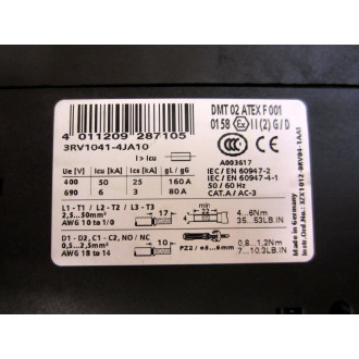 Siemens 3RV1041-4JA10 63A Circuit Breaker 3RV10414JA10 - New No Box