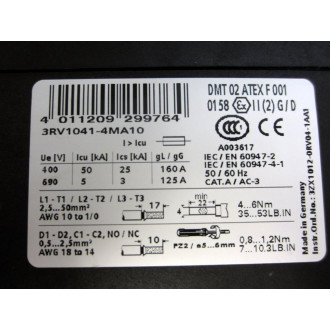 Siemens 3RV1041-4MA10 Circuit Breaker 80-100AMP - New No Box
