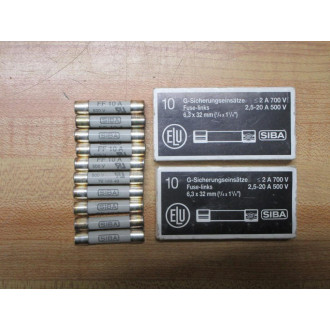 Siba 7012540-10 Fuse FF10A White (Pack of 10)