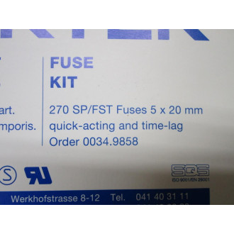 Schurter 0034.9858 Fuse Kit SPFST 231 Fuses