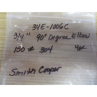 Smith Cooper 34E-1006C 90° Elbow 34" 34E1006C (Pack of 4) - New No Box