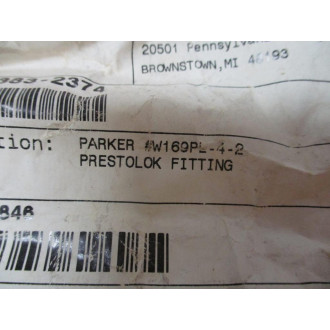 Parker W169PL-4-2 Presto-Lok 90° Elbow Fitting W169PL42 - New No Box