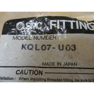 SMC KQL07-U03 90° Male Elbow KQL07U03 (Pack of 9)