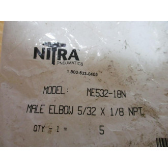 Nitra ME532-18N Male 90° Elbow ME53218N (Pack of 5)