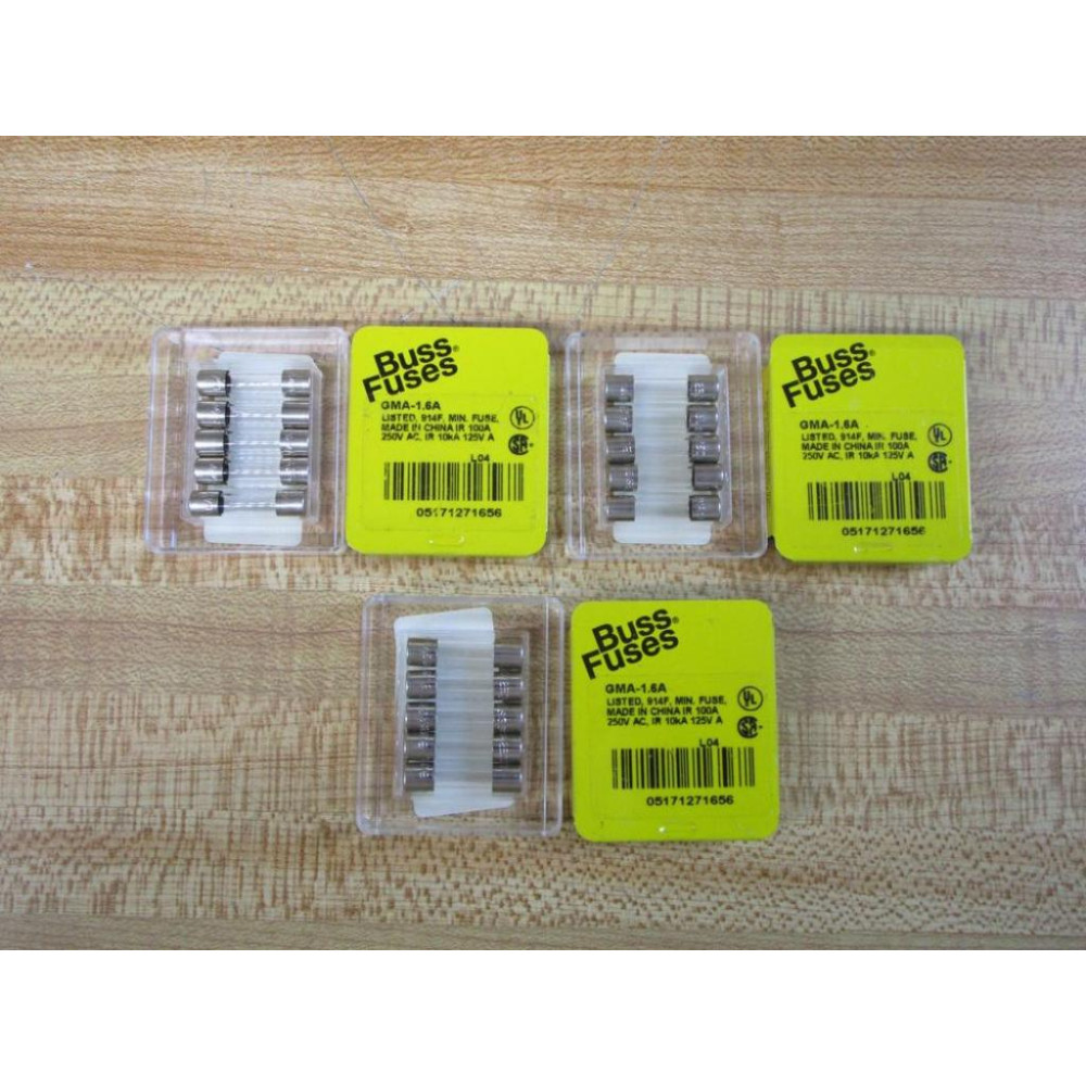 Buss GMA-1.6A Bussmann Fuse Cross Ref 6F100 Fine Wire Element (Pack of 15)