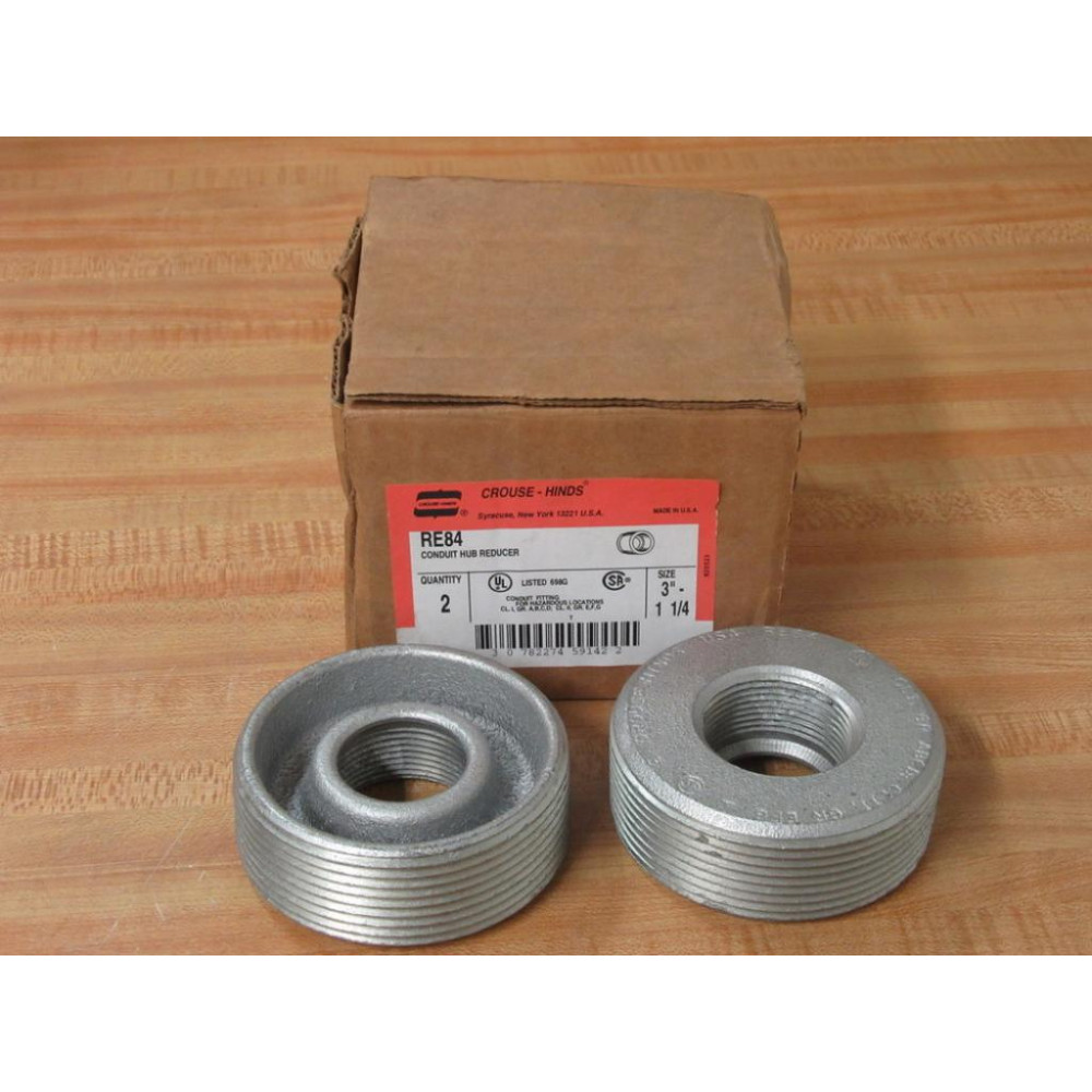 Crouse & Hinds RE84 Conduit Hub Reducer 3"x1-14" (Pack of 2) - New No Box