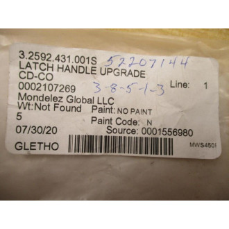 Mondelez 3.2592.431.001S Latch Handle Upgrade 0002107269 - New No Box