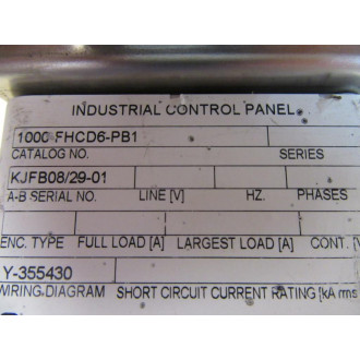 Allen Bradley 1000-FHCD6-PB1 Pendant Station Empty Enclosure - Used