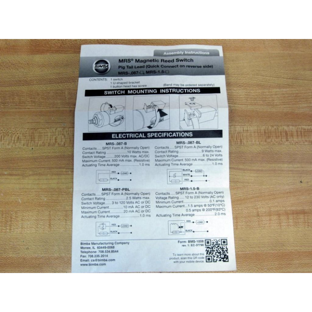 Bimba MRS-.087-BLQ-31 Band Switch MRS087BLQ31