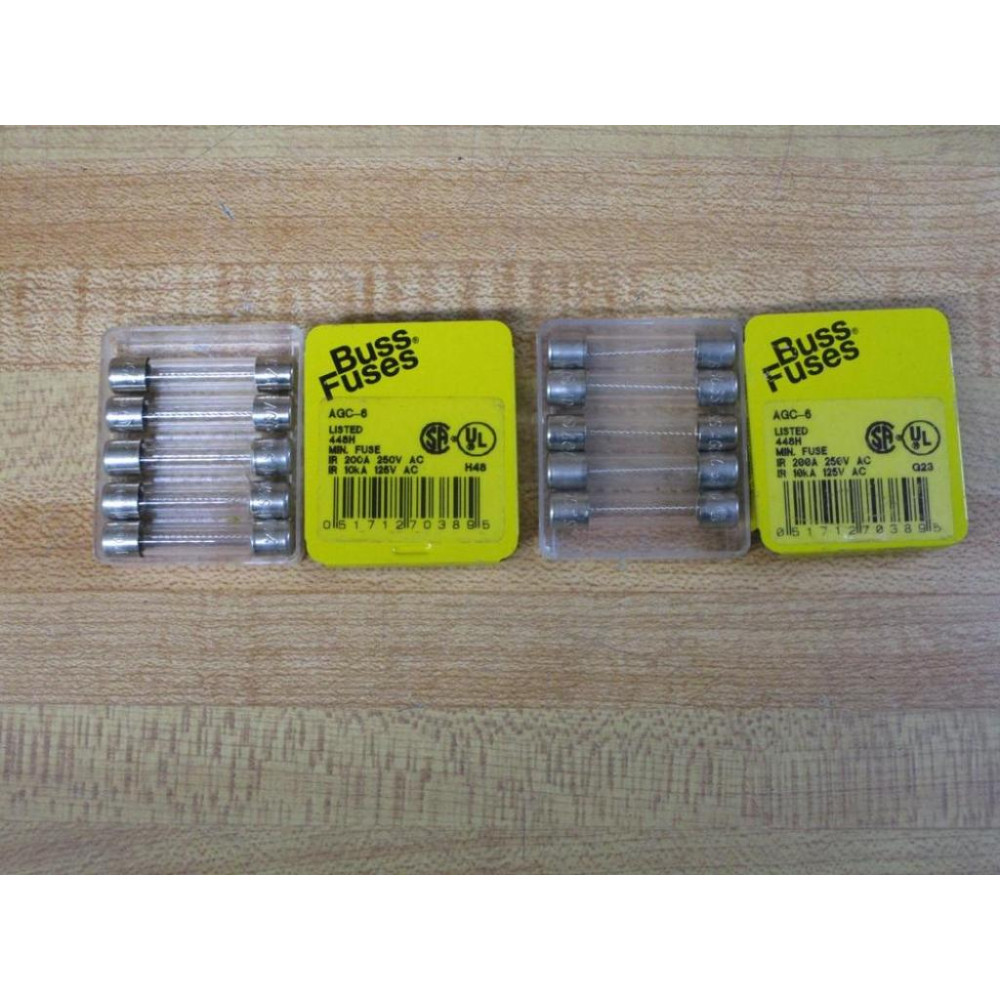 Buss AGC-6 Bussmann Fuse Cross Ref 4XH47, 3AG Jagged Wire Element (Pack of 10)