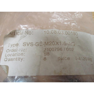 Schmalz SVS-GE-M20X1.5-AG Bulkhead Straight Connector 10.08.03.00180 (Pack of 8) - New No Box