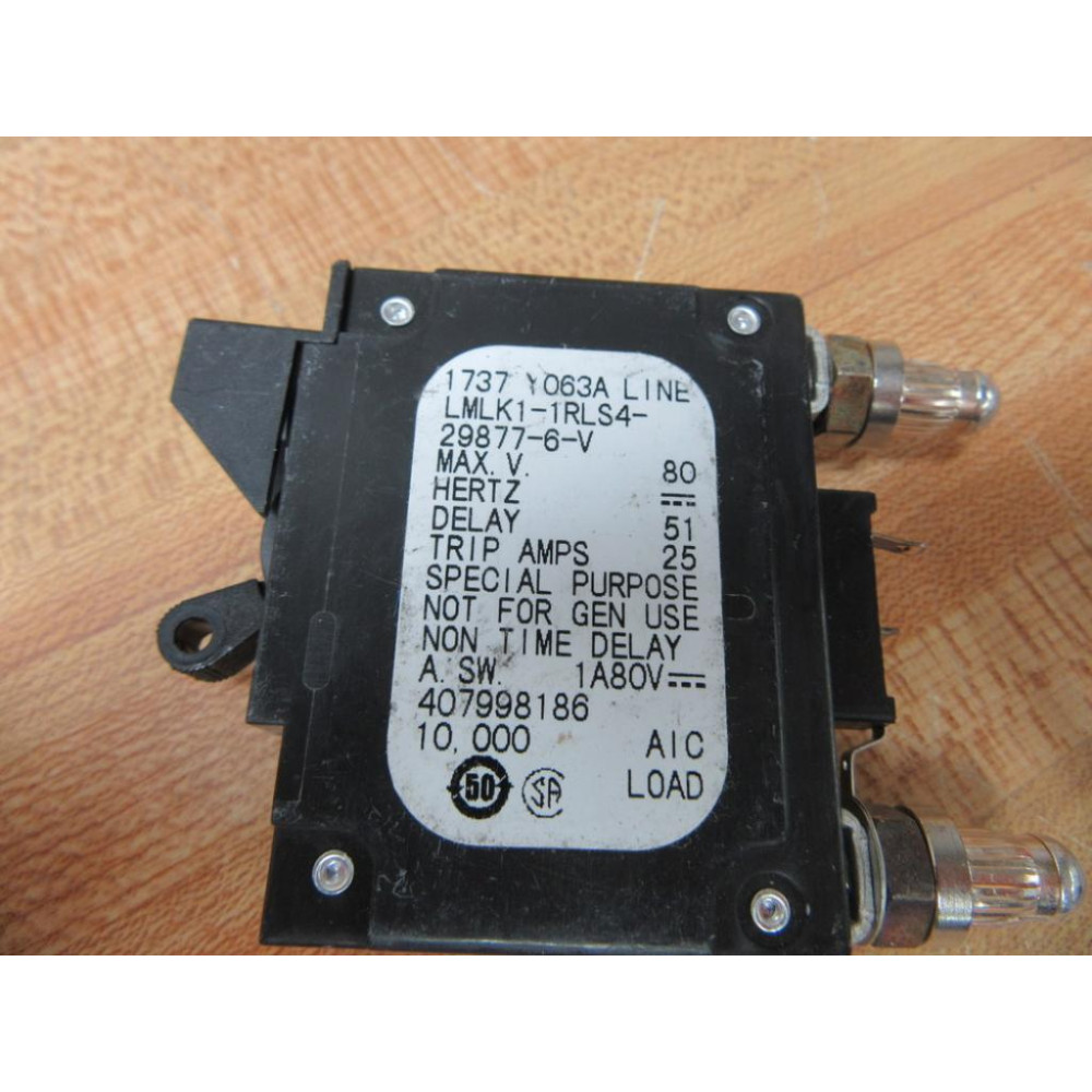 Sensata LMLK1-1RLS4-29877-6V Airpax Circuit Breaker 20A - Used