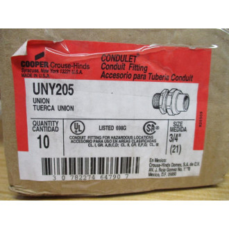 Cooper UNY205 Crouse-Hinds 34" Union (Pack of 10)