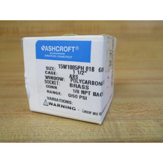 Ashcroft 15W1005PH 01B 60 Pressure Gauge 15W1005PH01B60