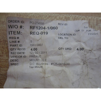 QC Brand 1563-0007 Mount Tee 15630007 (Pack of 4) - New No Box