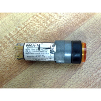Allen Bradley 800A-M Pushbutton 800AM Square Amber Lens Series B - Used