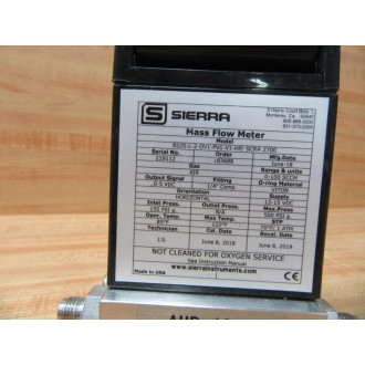 Sierra 822S-L-2-OV1-PV1-V1-HPSCR 2700 Mass Flow Meter 0-100 SCCM 150PSI - Used