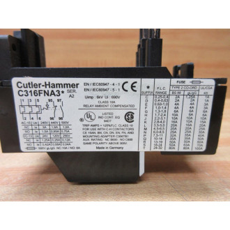 Eaton C316FNA3R Cutler Hammer Overload Relay