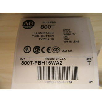 Allen Bradley 800T-PBH16WA2 Push Button Switch