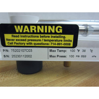 King Instrument 75202107C03 Panel Mount Acrylic Block Rotameter