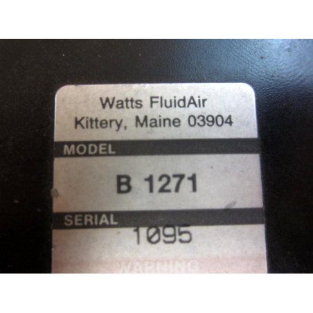 Watts Fluid Air B 1271 Air Control Valve B1271 - Used
