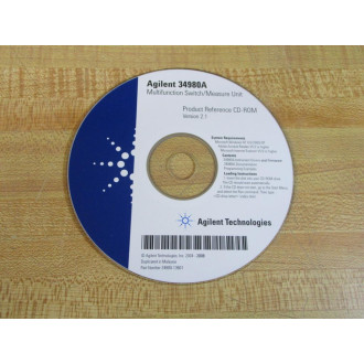 Agilent Technologies 34980-13601 Product Reference CD-ROM - New No Box