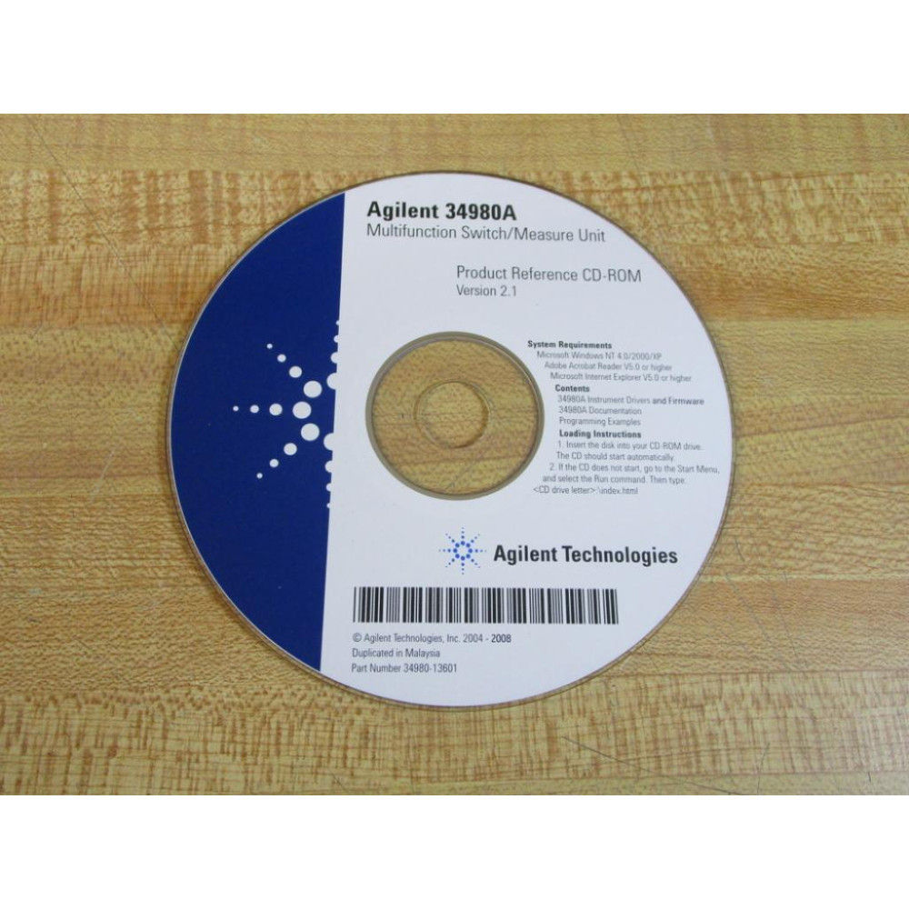Agilent Technologies 34980-13601 Product Reference CD-ROM - New No Box