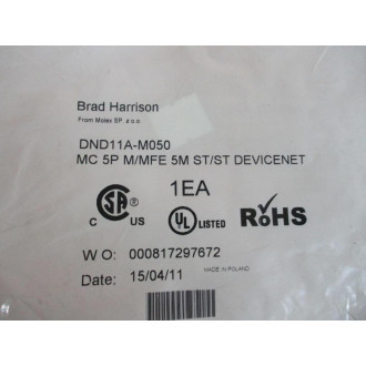 Brad Harrison DND11A-M050 Double Ended Cordset DND11AM050