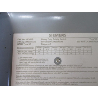 Siemens HF361R Heavy Duty Safety Switch - Used
