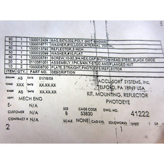 Datalogic 1000020589 Reflector Mounting Kit - New No Box