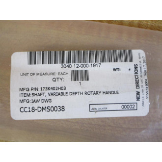 IAW DWG 4117P265 Shaft, Variable Depth Rotary Handle