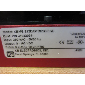 KB Electronics KBMG-212DBTB230FSC Power Supply 31033054 - Used