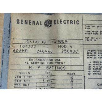General Electric TG4322 GE Safety Switch - Used