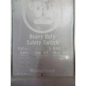Westinghouse WHF261 Heavy Duty Safety Switch WHF261(A) - Used