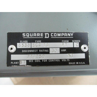 Square D 8538-SCA14 Enclosure 8538-SCA14-FT wo Starter - Used