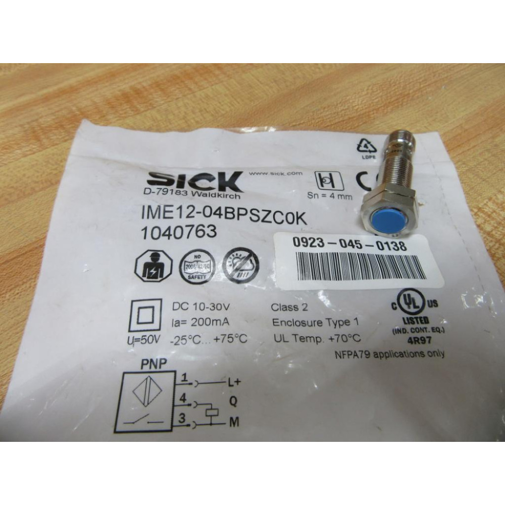 Sick IME12-04BPSZC0K Proximity Sensor 1040763 Sick IME12-04BPSZC0K Proximity Sensor 1040763