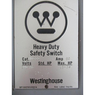 Westinghouse HU322 Heavy Duty Safety Switch Ser.A - New No Box