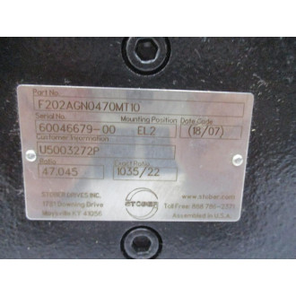 Stober F202AGN0470MT10 Gearbox  47.045 Mounted - New No Box