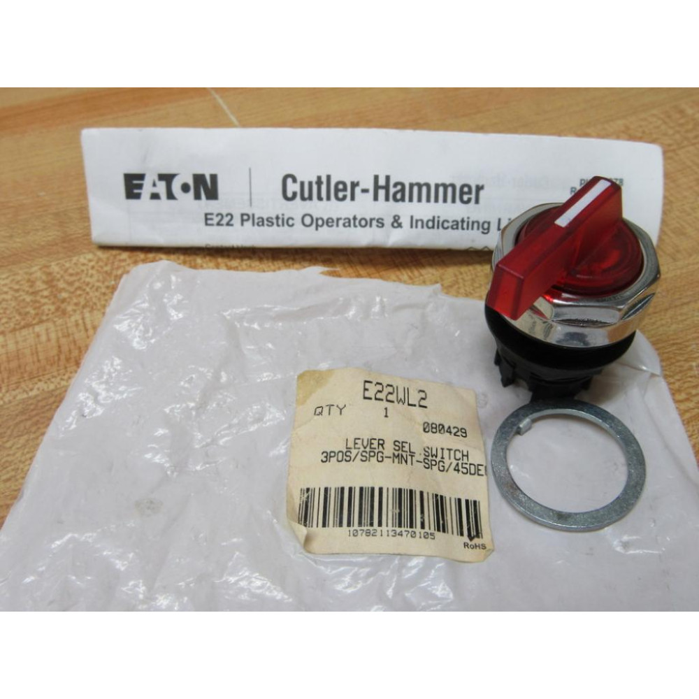 Cutler Hammer E22WL2 Eaton 3-Pos Lever Selector Switch Cutler Hammer E22WL2 Eaton 3-Pos Lever Selector Switch