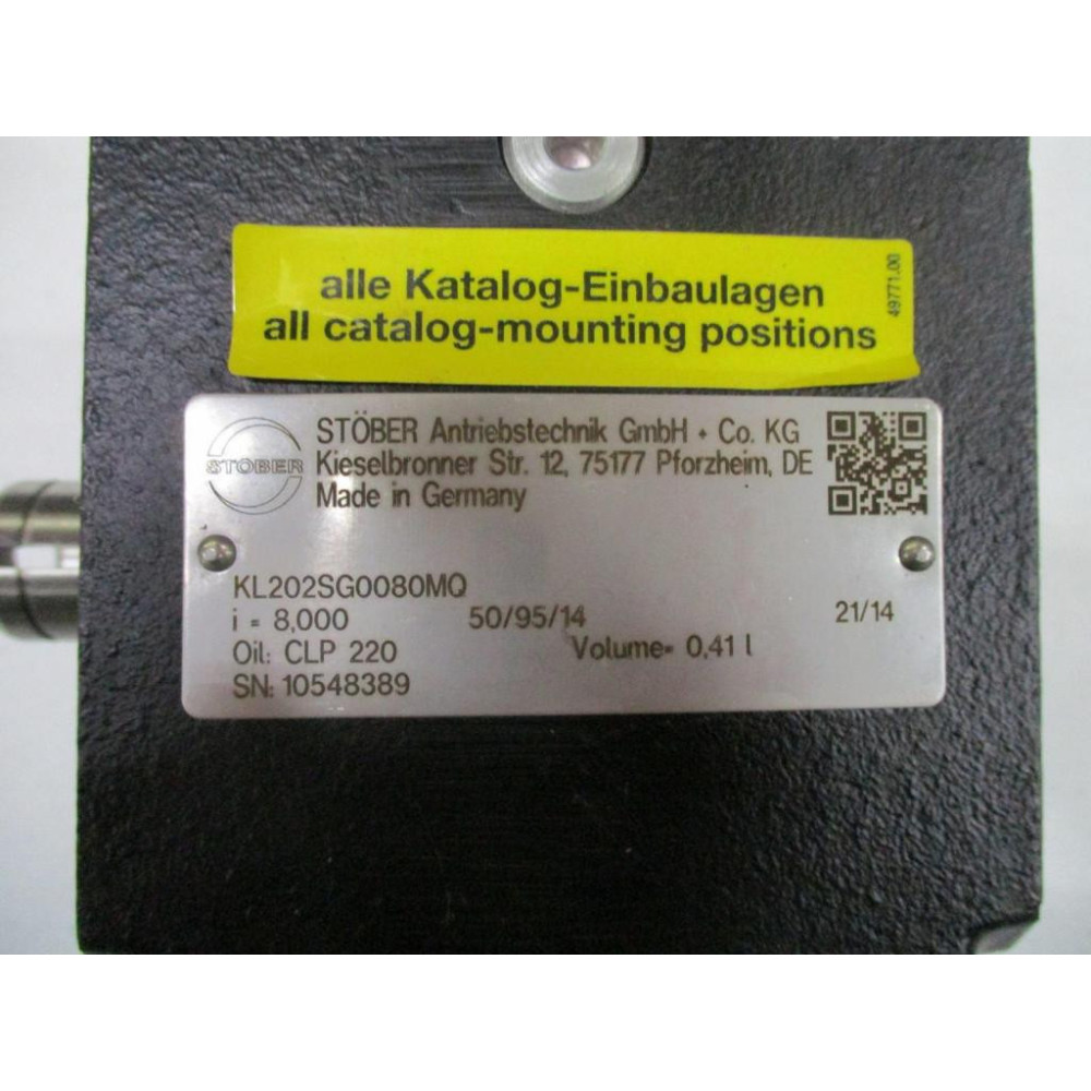 Stober KL202SG0080MQ Gearbox Mounted, 4-12" Base - Used