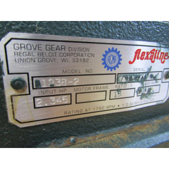 Grove Gear B-1238-2 Regal Beloit Gear Drive B12382 - Used