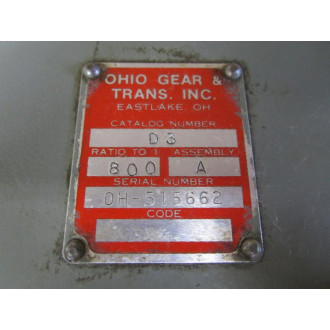 Ohio Gear D3-800 Gear Reducer D3 - Used