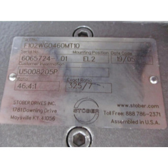 Stober F102WG0460MT10 Gearbox Mounted, 46.4:1, EL2 - New No Box
