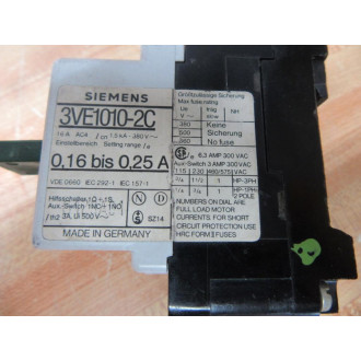 Siemens 3VE1-010-2C Motor Starter 3VE10102C RedGreen Switches - Used