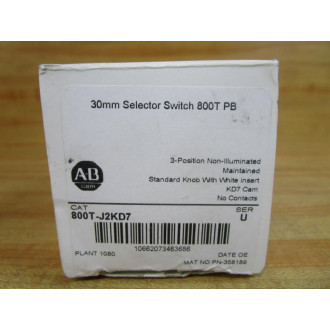 Allen Bradley 800T-J2KD7B Selector Switch 800TJ2KD7B Series U