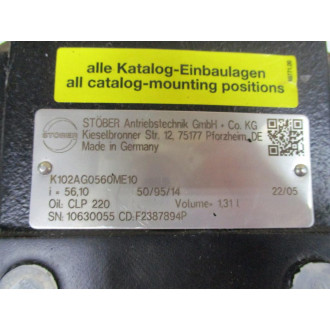 Stober K102AG0560ME10 Gearbox Mounted - New No Box