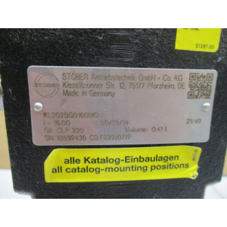 Stober KL202SG0160MQ Gearbox Mounted, 3-18" Base - New No Box