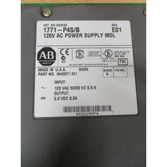 Allen Bradley 1771-P4S PS Module 1771P4S Ser.B,Rev.E01,96420071 A01 - Used