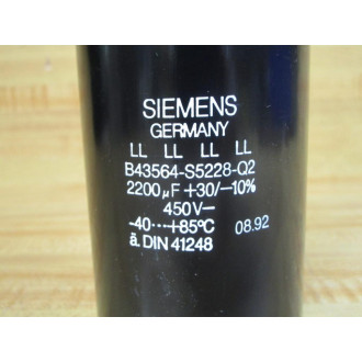 Siemens B43564-S5228-Q2 Capacitor 2200µF 450V B43564S5228Q2 - New No Box